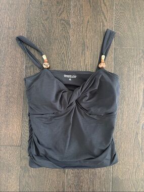Abercrombie & Fitch Black Twist-Front Camisole with Bead Accents